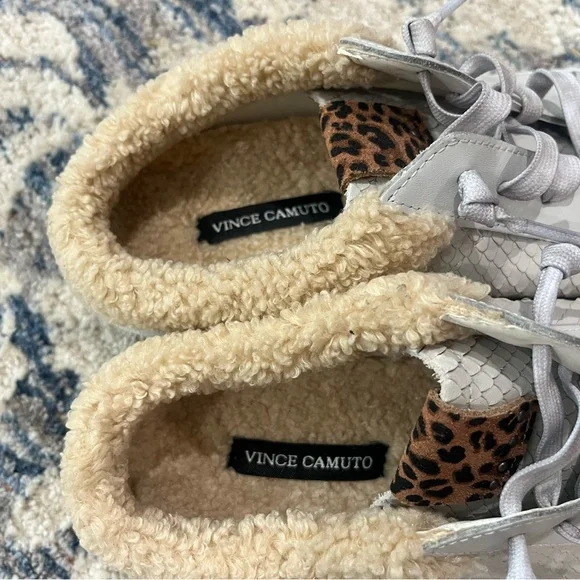 NEW Vince Camuto Madrista leather slip on sneakers with faux shearling. … - Picture 3 of 8